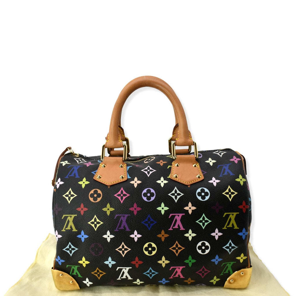 LOUIS VUITTON Speedy 30 Monogram Multicolor Canvas Satchel Bag Black