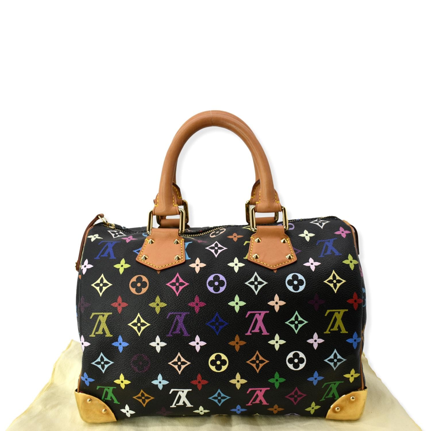 LOUIS VUITTON Speedy 30 Monogram Multicolor Canvas Satchel Bag Black
