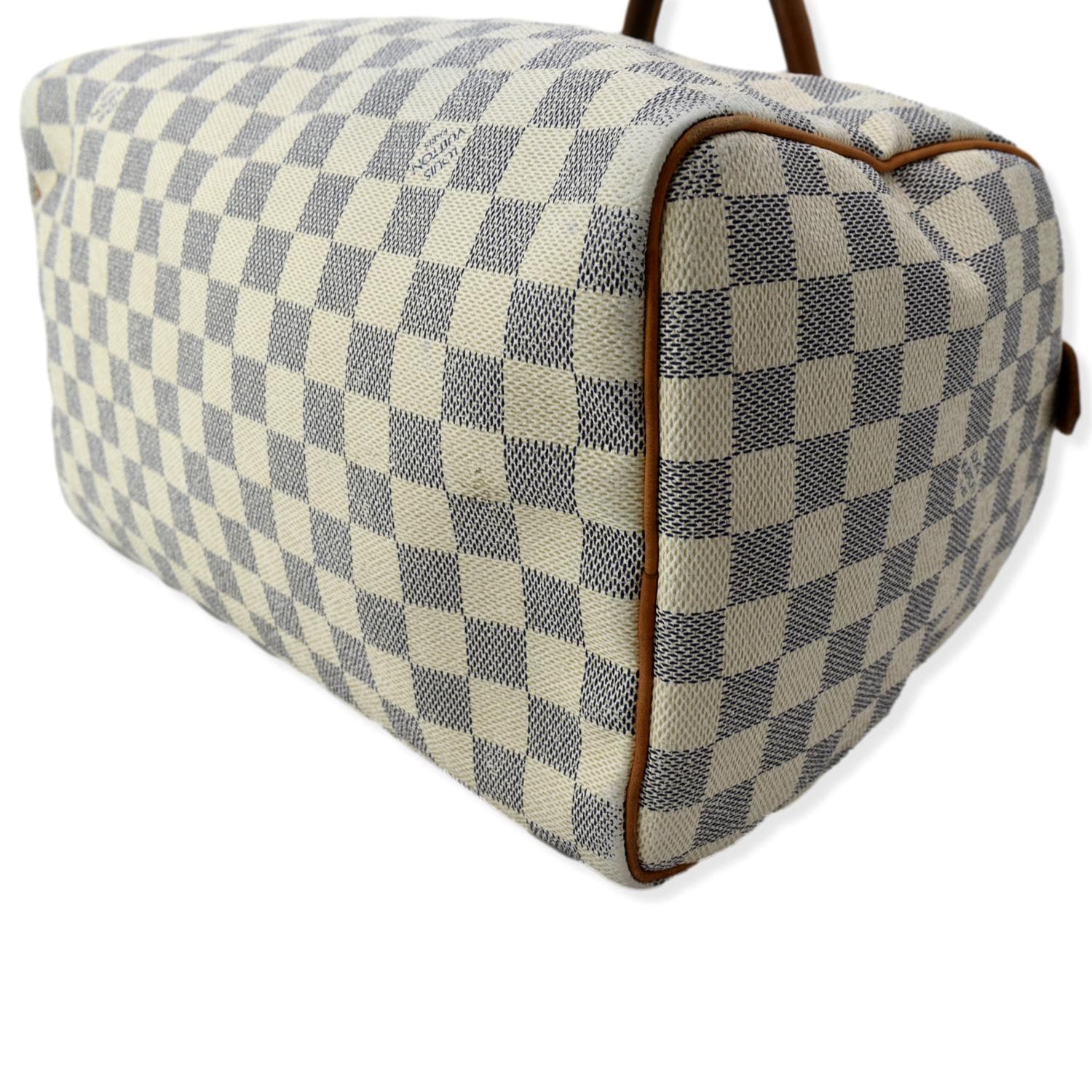LOUIS VUITTON Speedy 30 Damier Azur Satchel Bag White