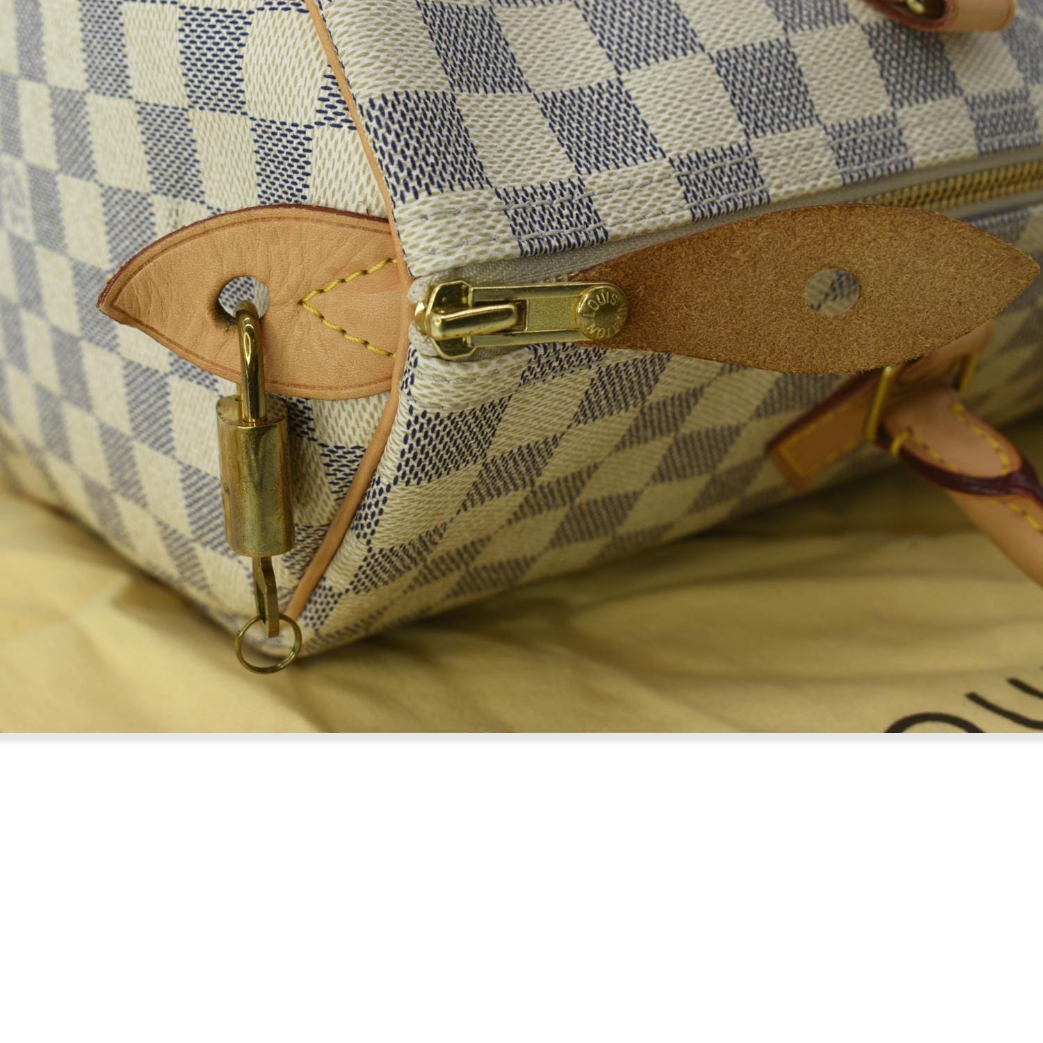 LOUIS VUITTON Speedy 35 Damier Azur Satchel Bag White