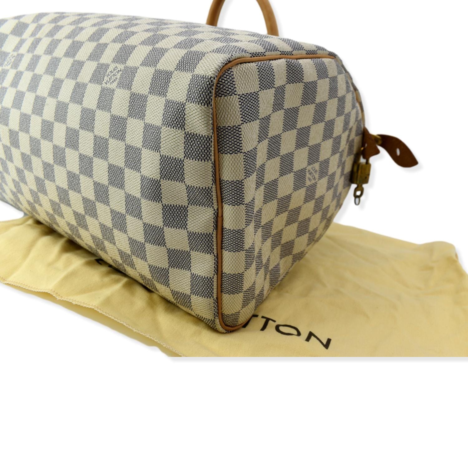 LOUIS VUITTON Speedy 35 Damier Azur Satchel Bag White