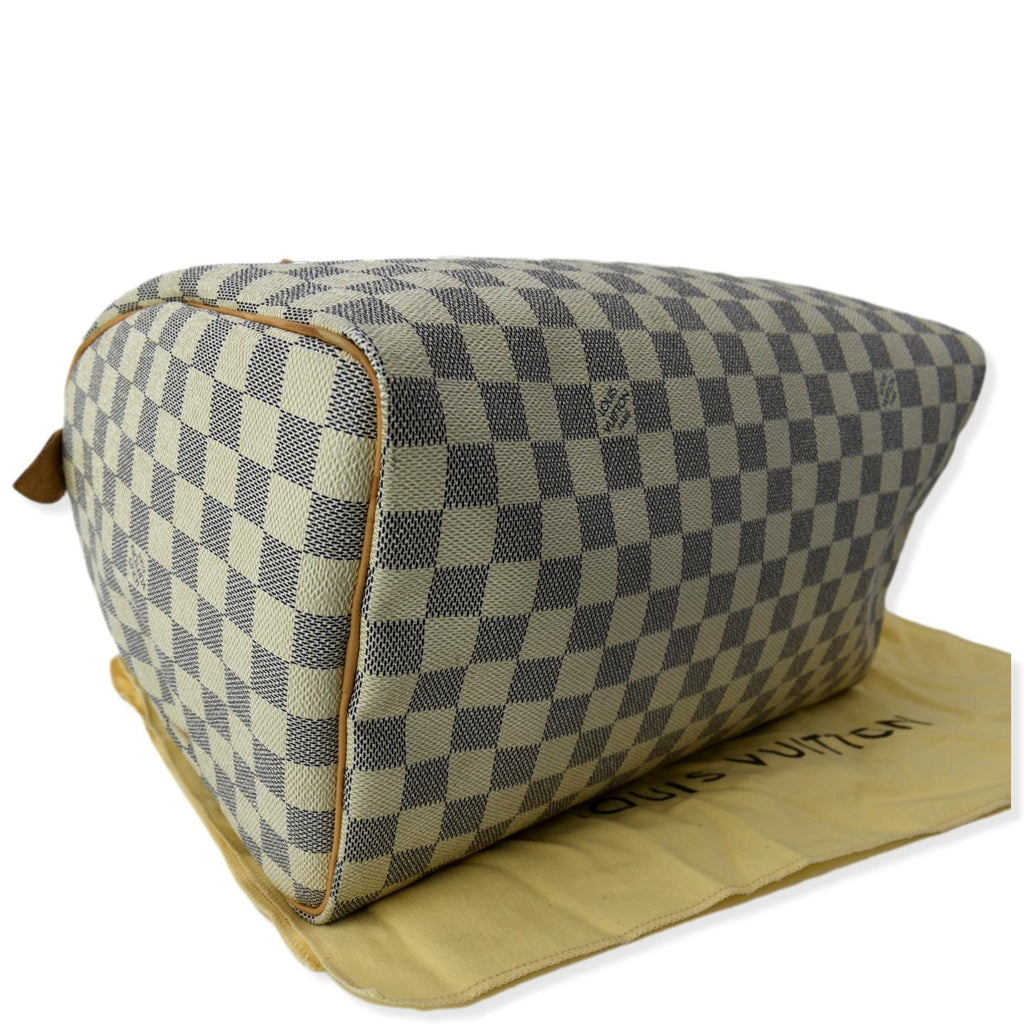 LOUIS VUITTON Speedy 35 Damier Azur Satchel Bag White