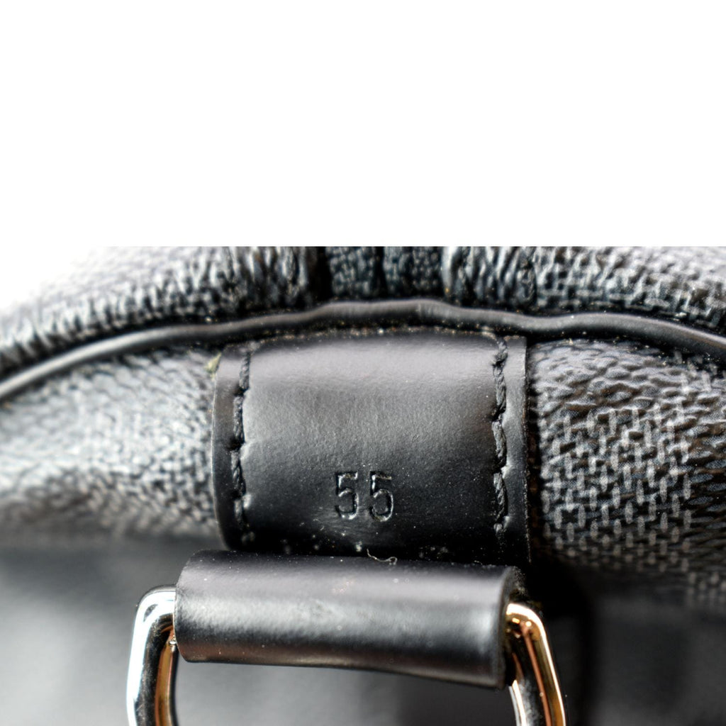 LOUIS VUITTON Keepall 55 Damier Graphite Bandouliere Travel Bag Black