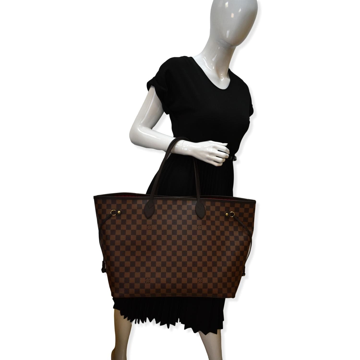 LOUIS VUITTON Neverfull GM Damier Ebene Tote Bag Brown