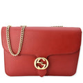 GUCCI Interlocking Gucci  Leather Crossbody Bag Red 510303