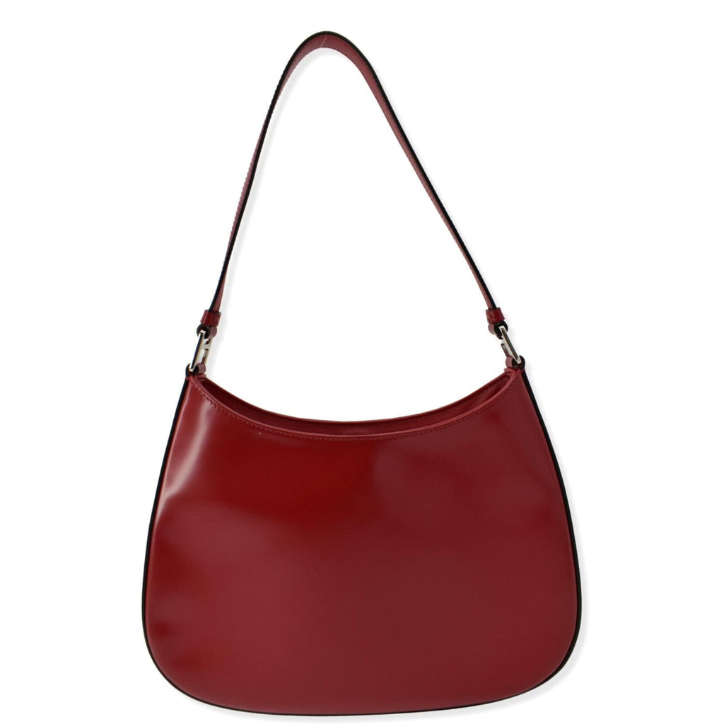PRADA Cleo Brushed Leather Shoulder Bag Scarlet