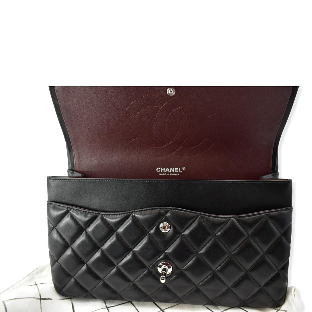 Chanel Classic Jumbo Double Flap  Leather Shoulder Bag Black