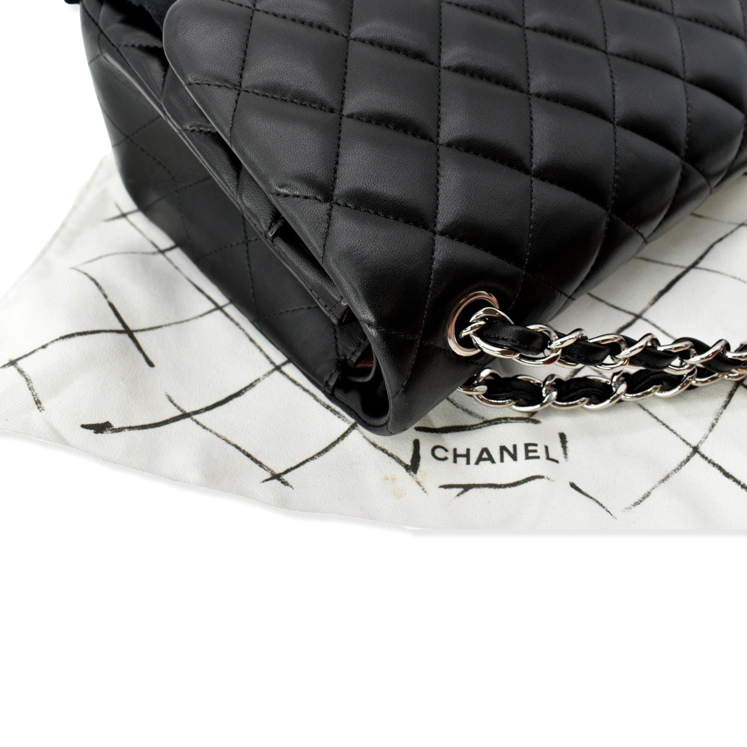 Chanel Classic Jumbo Double Flap  Leather Shoulder Bag Black