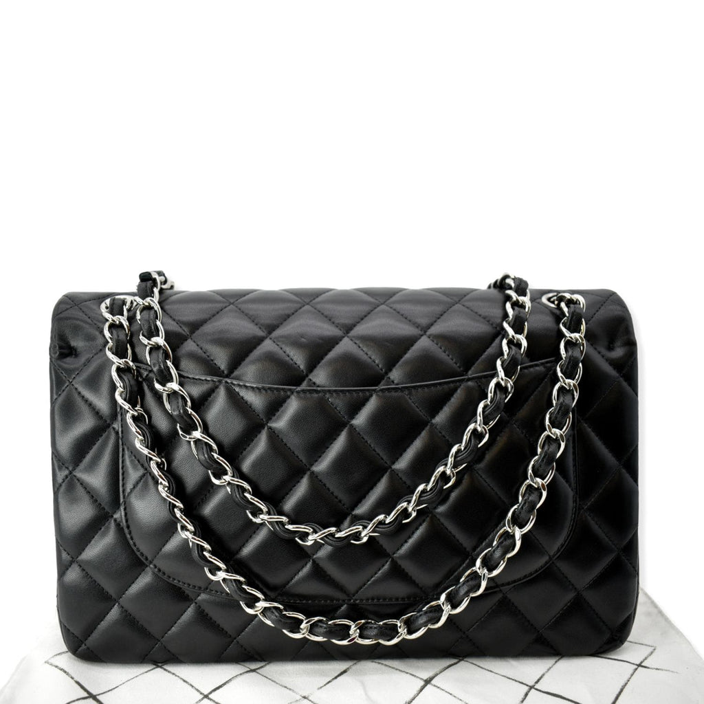 Chanel Classic Jumbo Double Flap  Leather Shoulder Bag Black