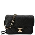 Chanel Quilted Caviar Like A Flap Wallet Shoulder Bag Black