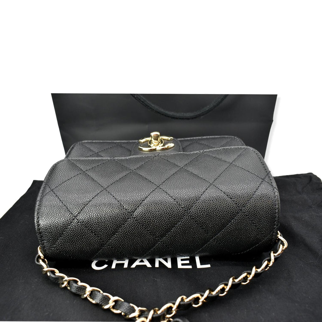 Chanel Quilted Caviar Like A Flap Wallet Shoulder Bag Black