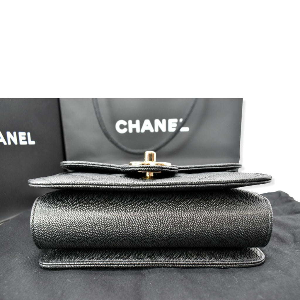 Chanel Quilted Caviar Like A Flap Wallet Shoulder Bag Black