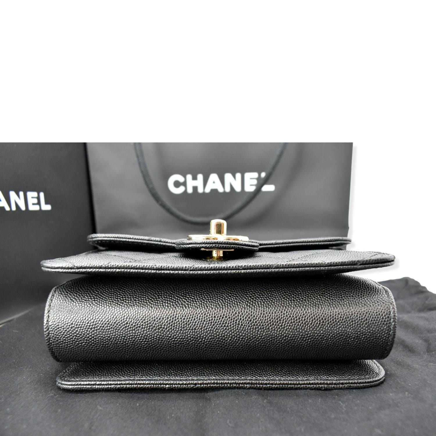 Chanel Quilted Caviar Like A Flap Wallet Shoulder Bag Black