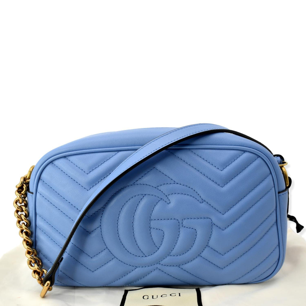 GUCCI Gucci Marmont Matelasse Leather Crossbody Bag Blue 447632