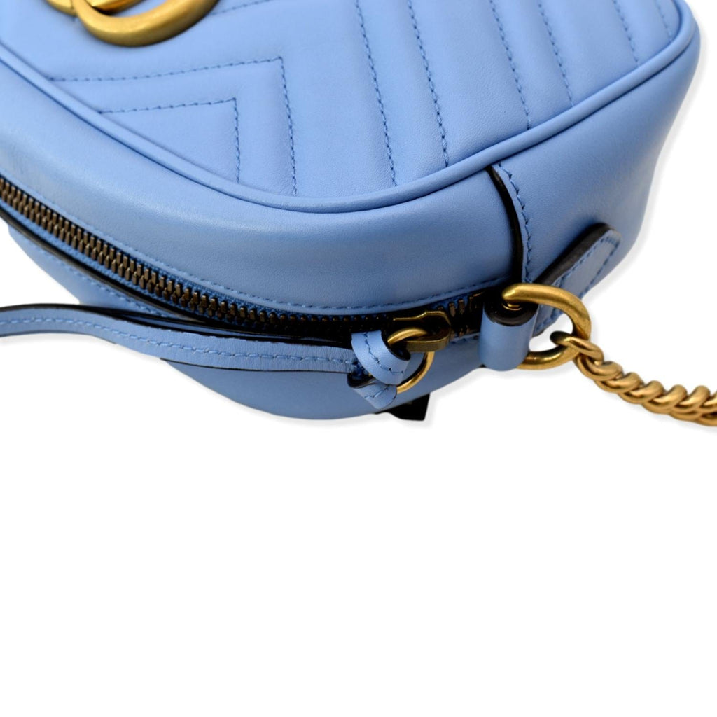 GUCCI Gucci Marmont Matelasse Leather Crossbody Bag Blue 447632