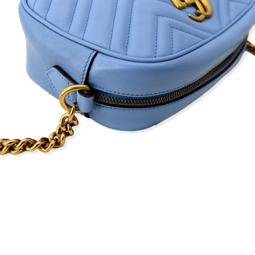 GUCCI Gucci Marmont Matelasse Leather Crossbody Bag Blue 447632