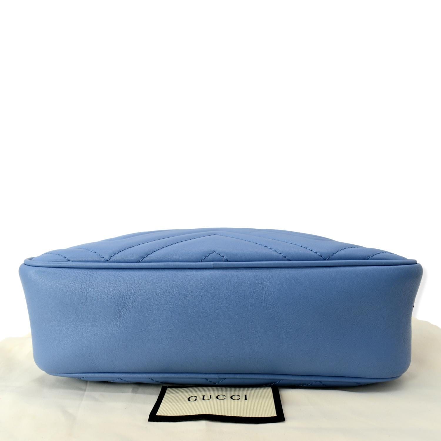 GUCCI Gucci Marmont Matelasse Leather Crossbody Bag Blue 447632