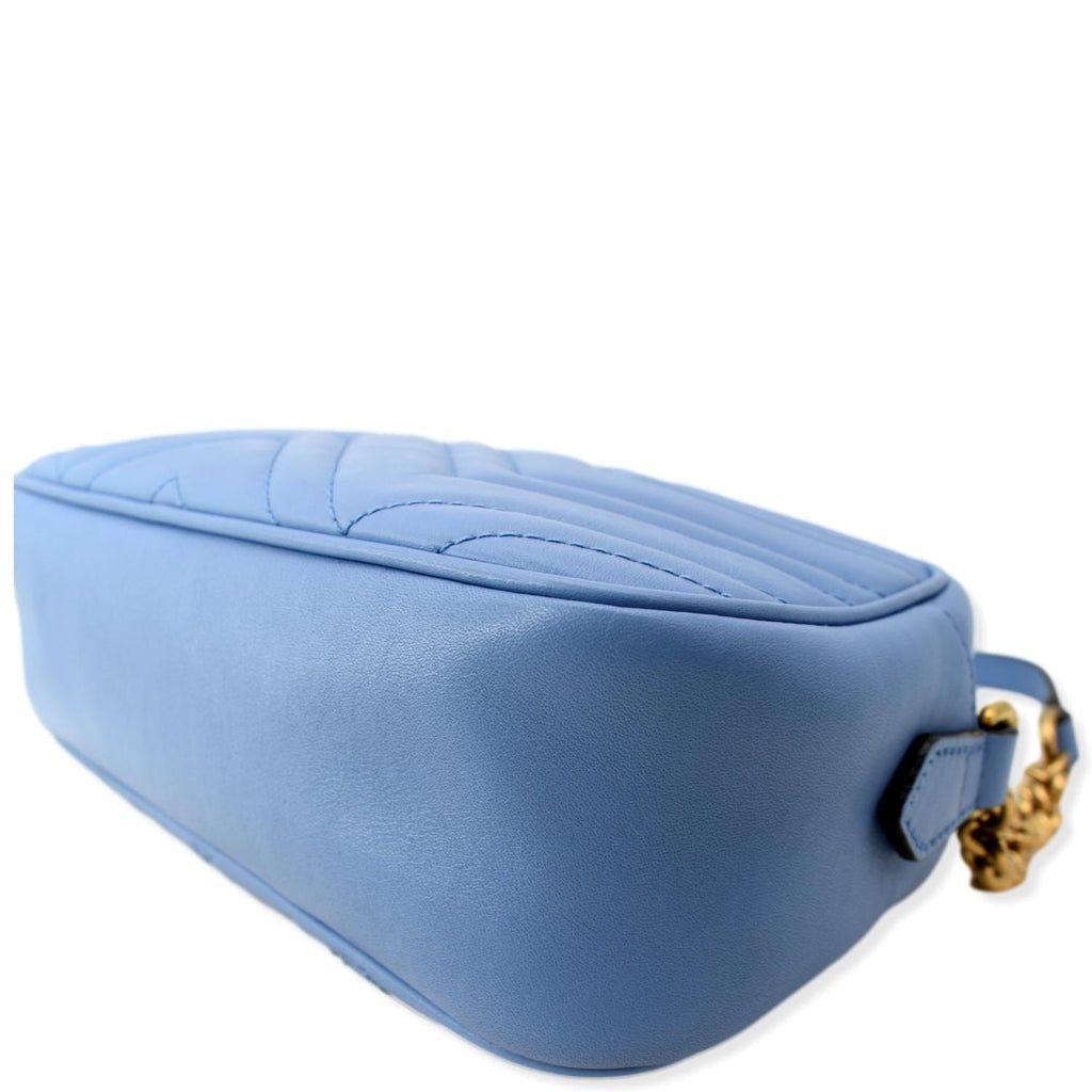 GUCCI Gucci Marmont Matelasse Leather Crossbody Bag Blue 447632