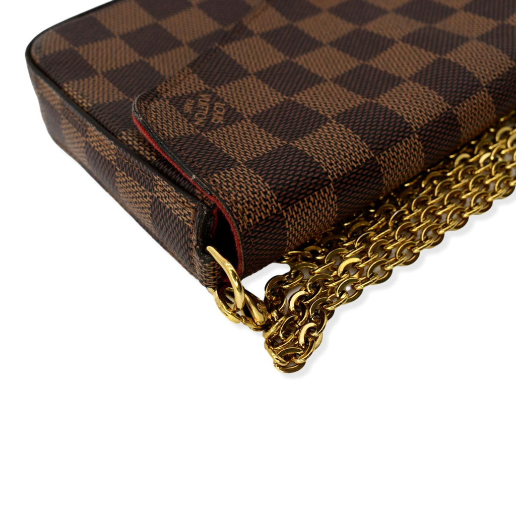 LOUIS VUITTON Felicie Damier Ebene Pochette Crossbody Bag Brown