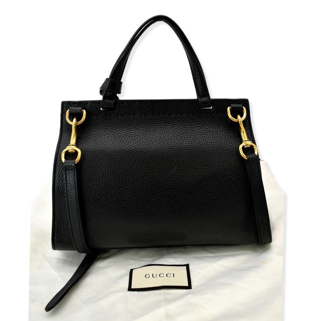 GUCCI Gucci Marmont Leather Top Handle Shoulder Bag Black 442622