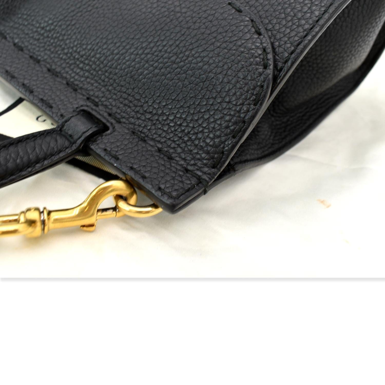 GUCCI Gucci Marmont Leather Top Handle Shoulder Bag Black 442622