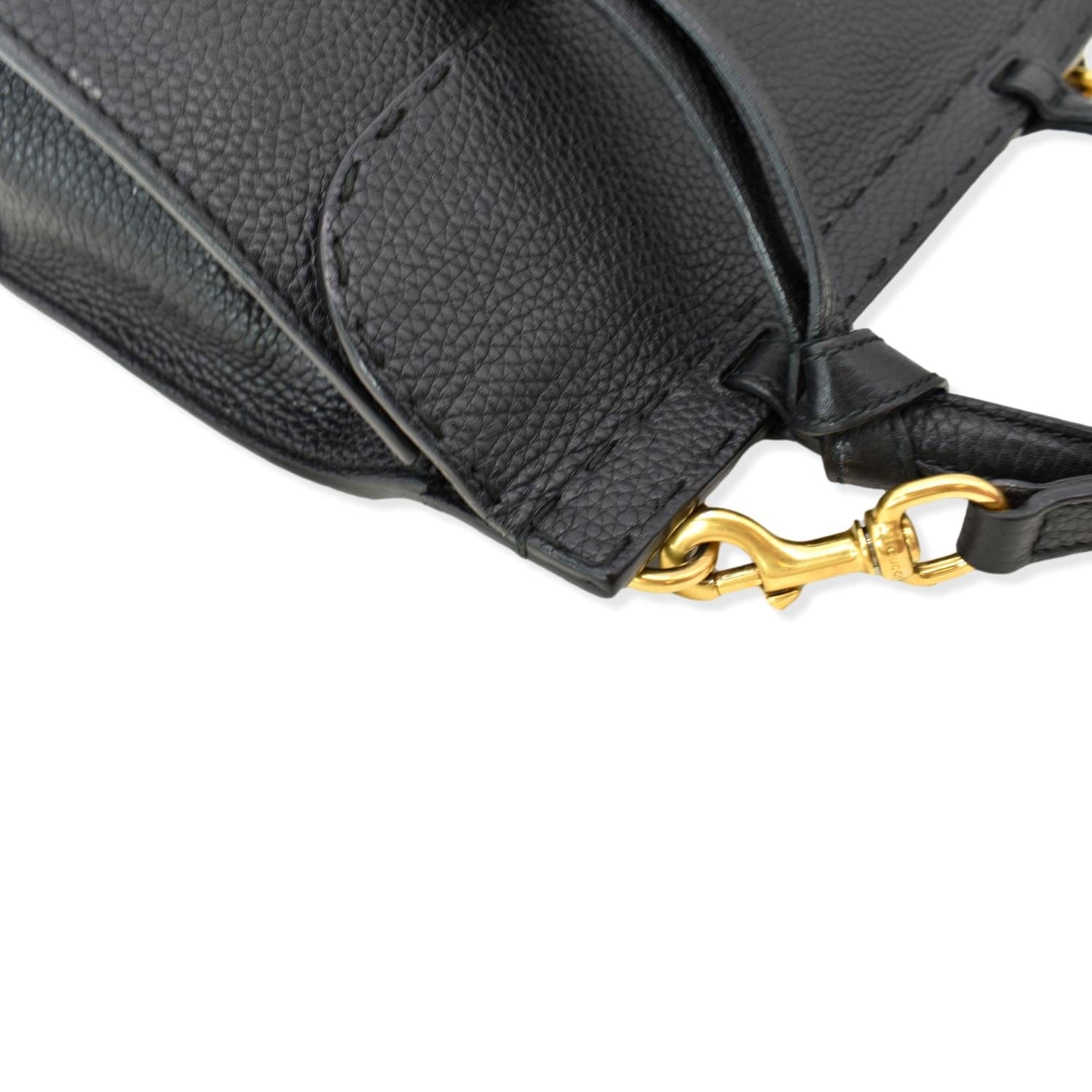 GUCCI Gucci Marmont Leather Top Handle Shoulder Bag Black 442622