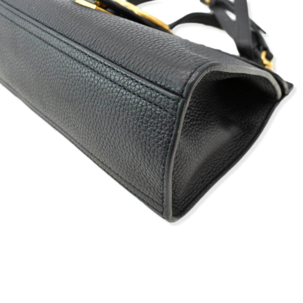 GUCCI Gucci Marmont Leather Top Handle Shoulder Bag Black 442622