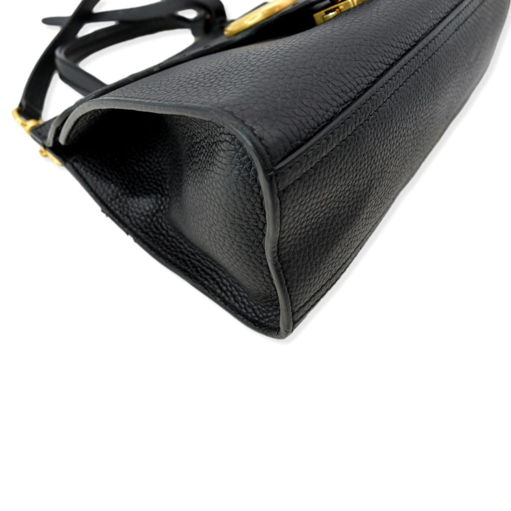 GUCCI Gucci Marmont Leather Top Handle Shoulder Bag Black 442622