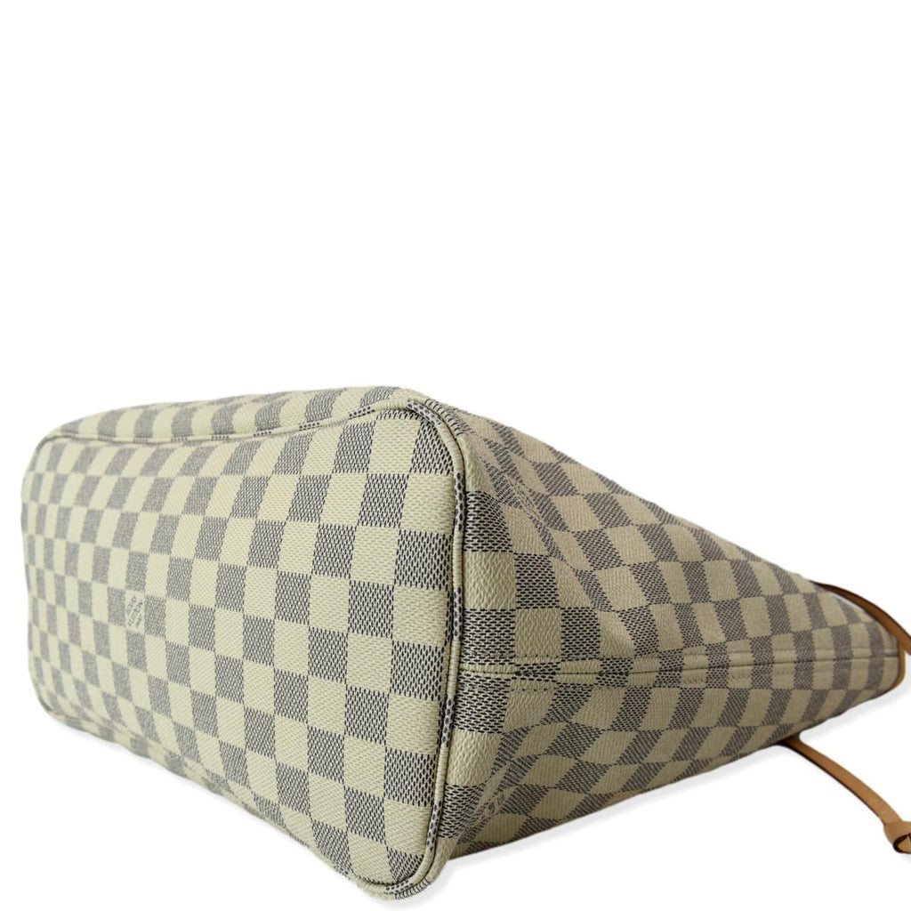 LOUIS VUITTON Neverfull MM Damier Azur Tote Bag White