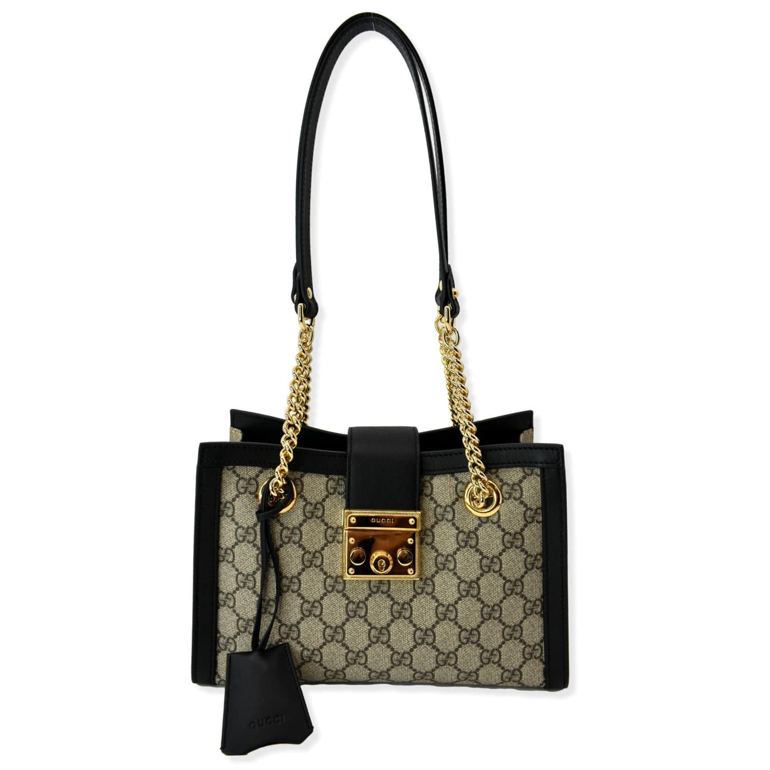GUCCI Padlock Small Gucci Supreme Canvas Shoulder Bag Beige/Ebony 498156