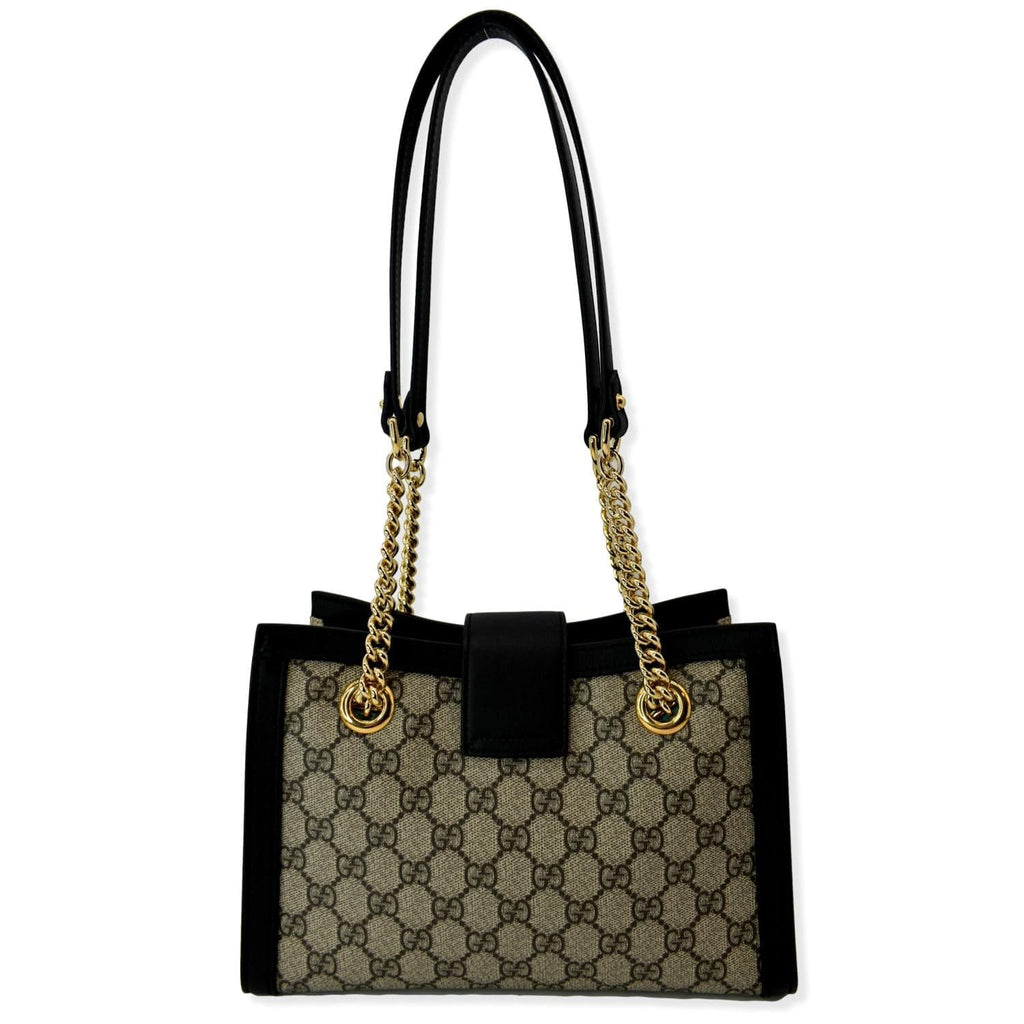 GUCCI Padlock Small Gucci Supreme Canvas Shoulder Bag Beige/Ebony 498156