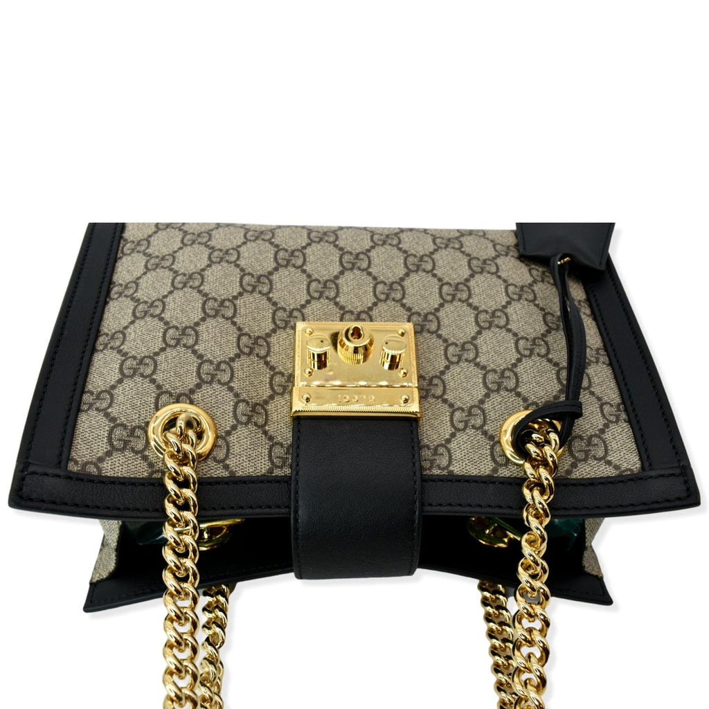 GUCCI Padlock Small Gucci Supreme Canvas Shoulder Bag Beige/Ebony 498156