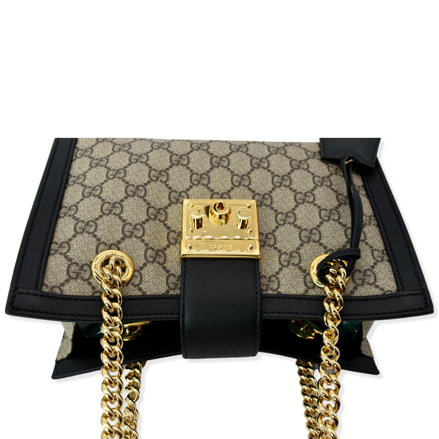 GUCCI Padlock Small Gucci Supreme Canvas Shoulder Bag Beige/Ebony 498156