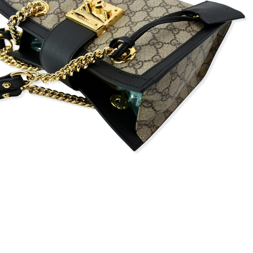 GUCCI Padlock Small Gucci Supreme Canvas Shoulder Bag Beige/Ebony 498156