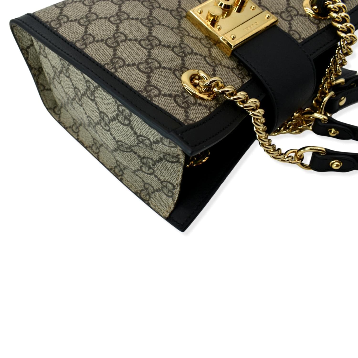 GUCCI Padlock Small Gucci Supreme Canvas Shoulder Bag Beige/Ebony 498156