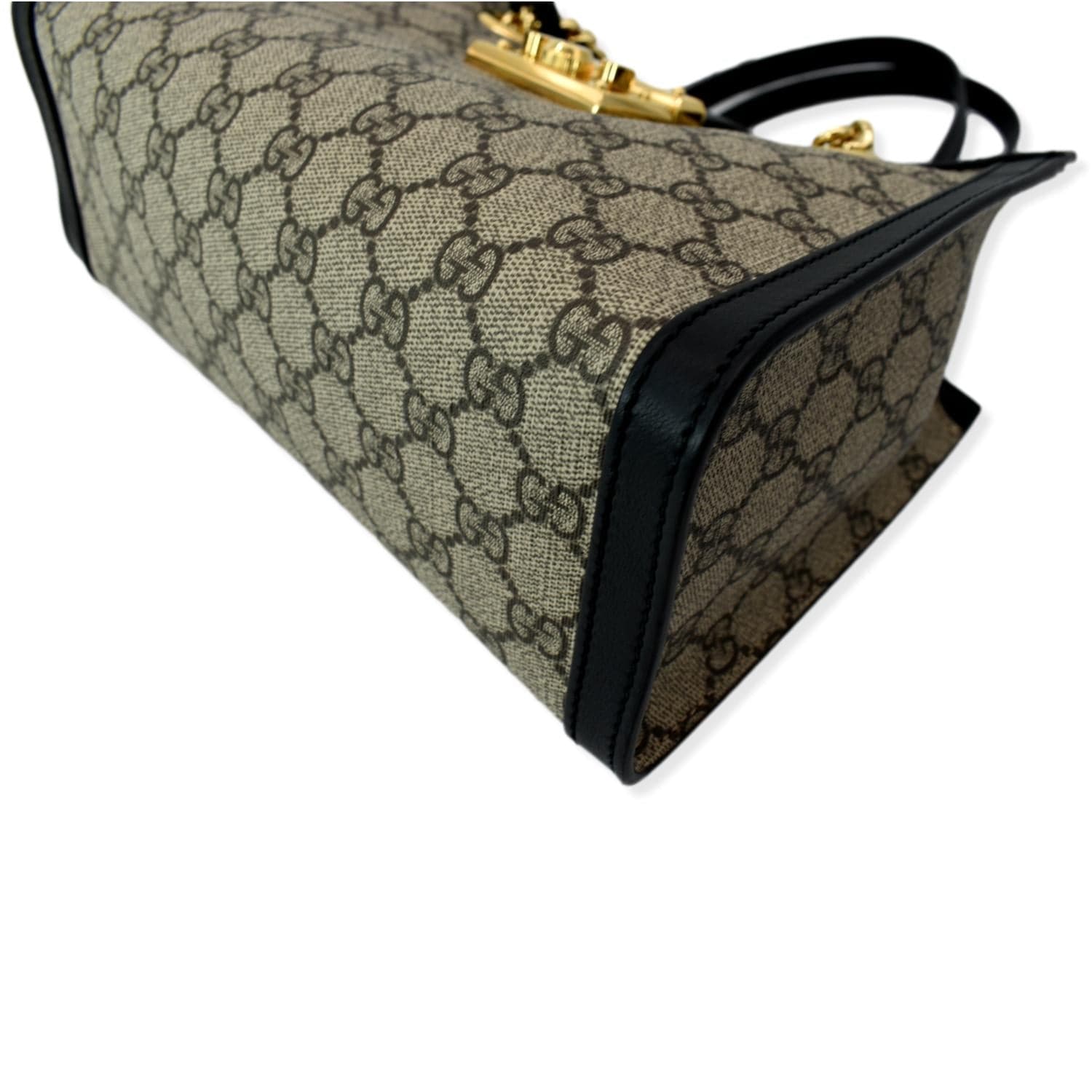 GUCCI Padlock Small Gucci Supreme Canvas Shoulder Bag Beige/Ebony 498156