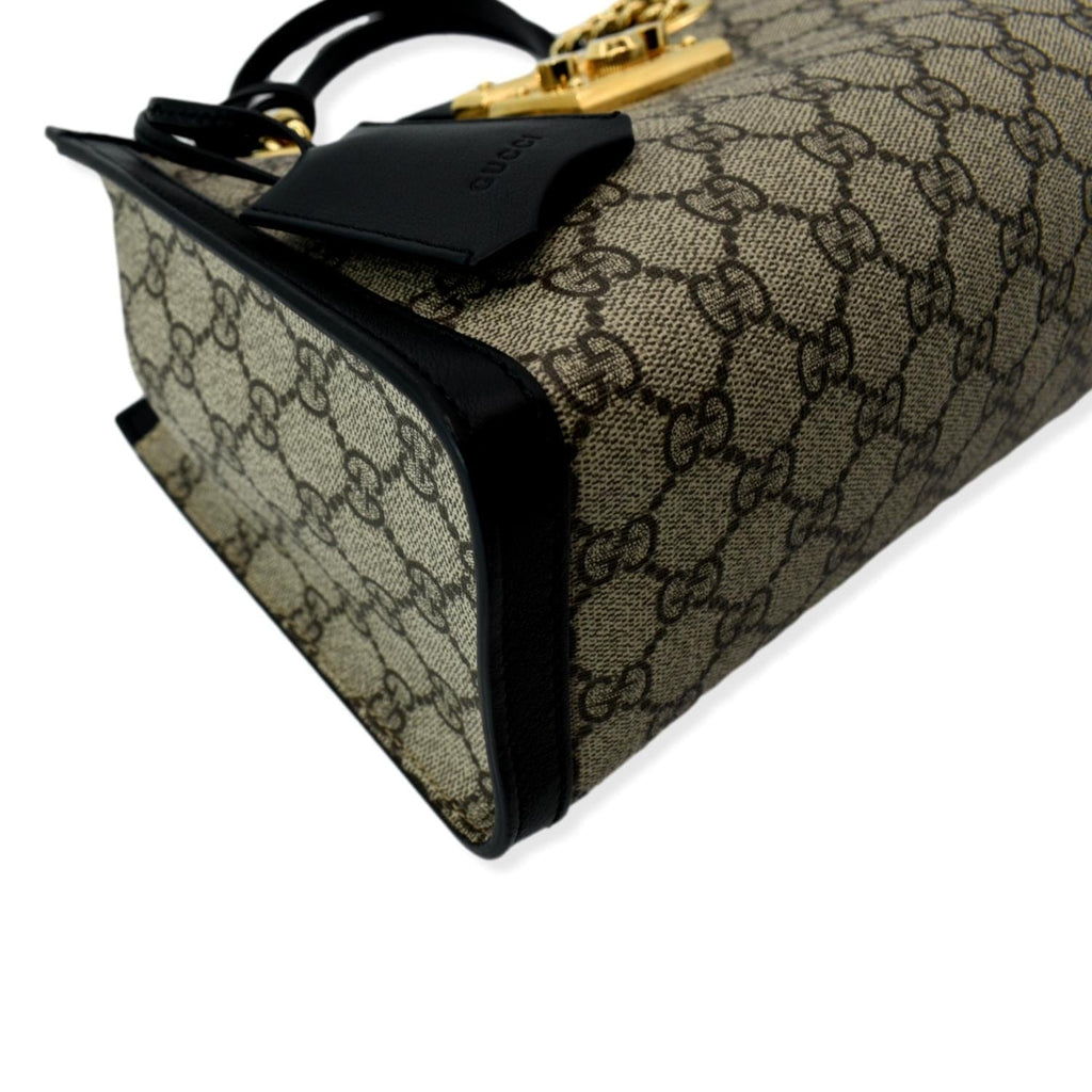 GUCCI Padlock Small Gucci Supreme Canvas Shoulder Bag Beige/Ebony 498156