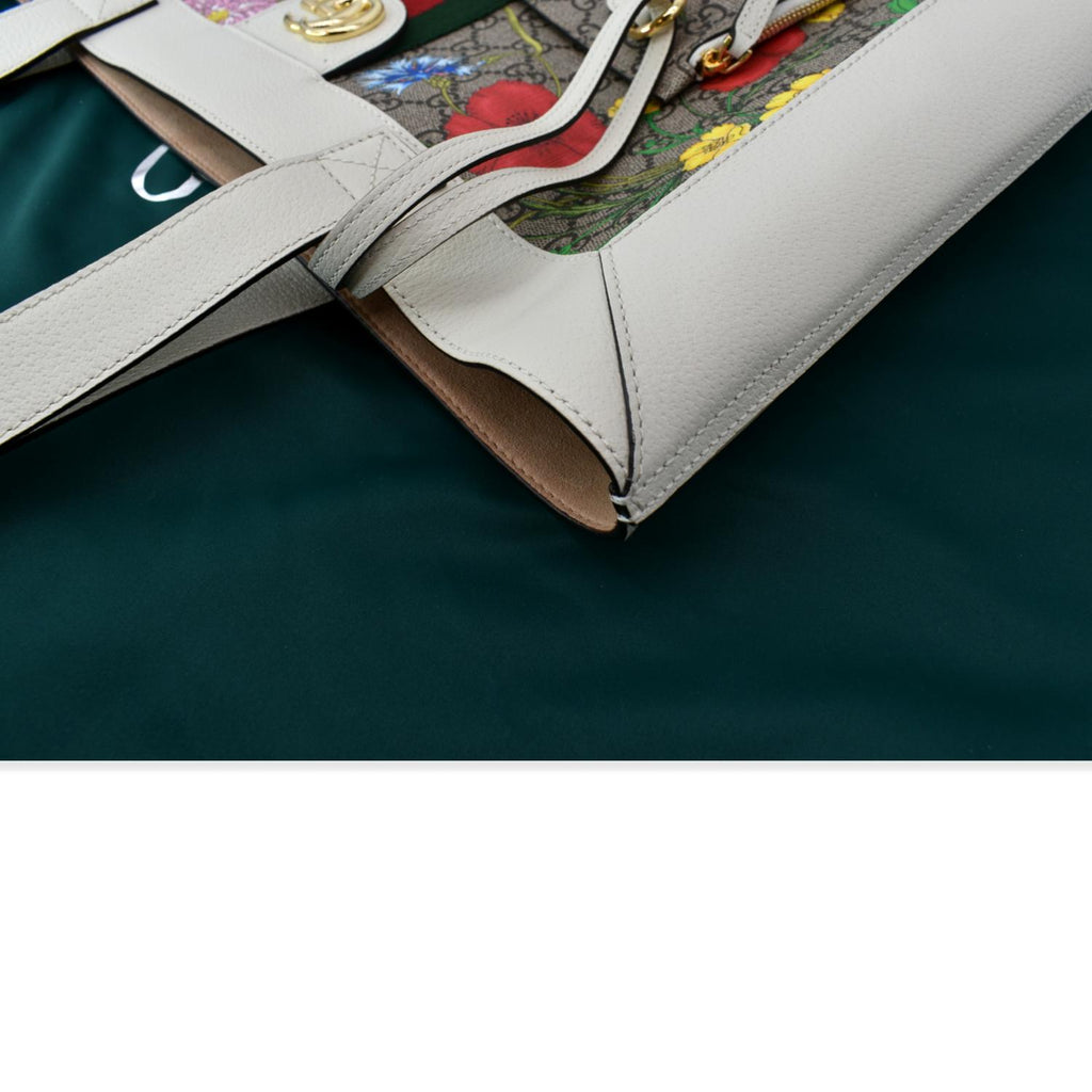 GUCCI Ophidia Gucci Flora Vertical Shopping Tote Bag White 519335
