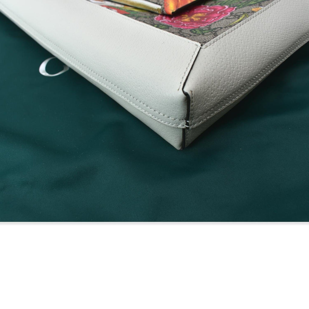 GUCCI Ophidia Gucci Flora Vertical Shopping Tote Bag White 519335