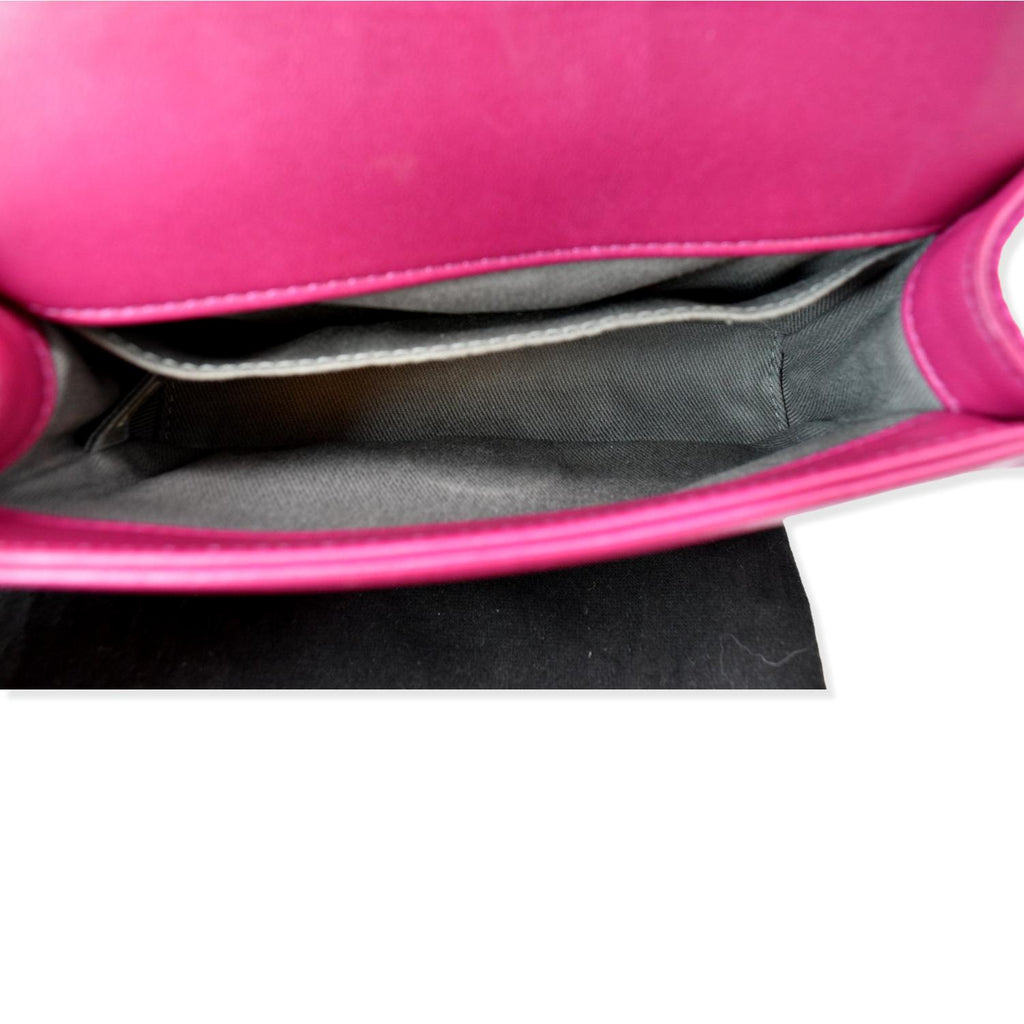 Chanel Small Boy CC Chain Velvet Shoulder Bag Fuchsia
