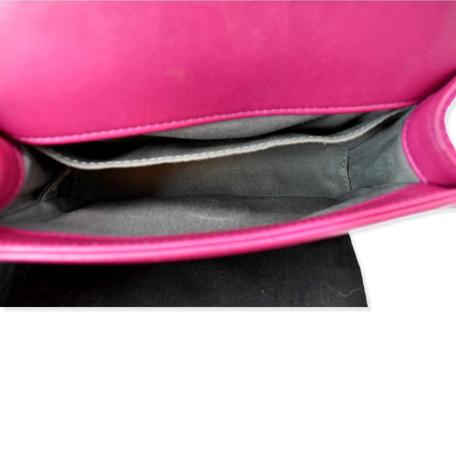 Chanel Small Boy CC Chain Velvet Shoulder Bag Fuchsia