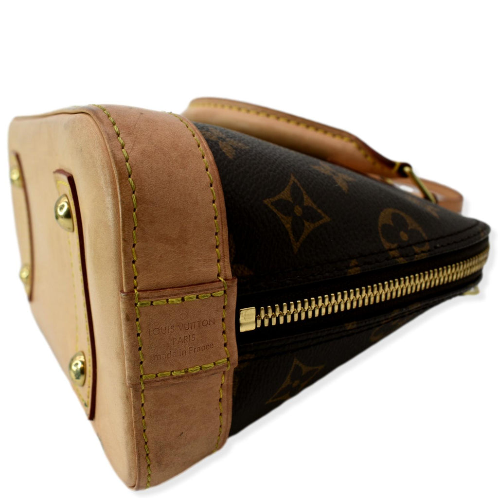 LOUIS VUITTON Alma BB Monogram Canvas Satchel Crossbody Bag Brown