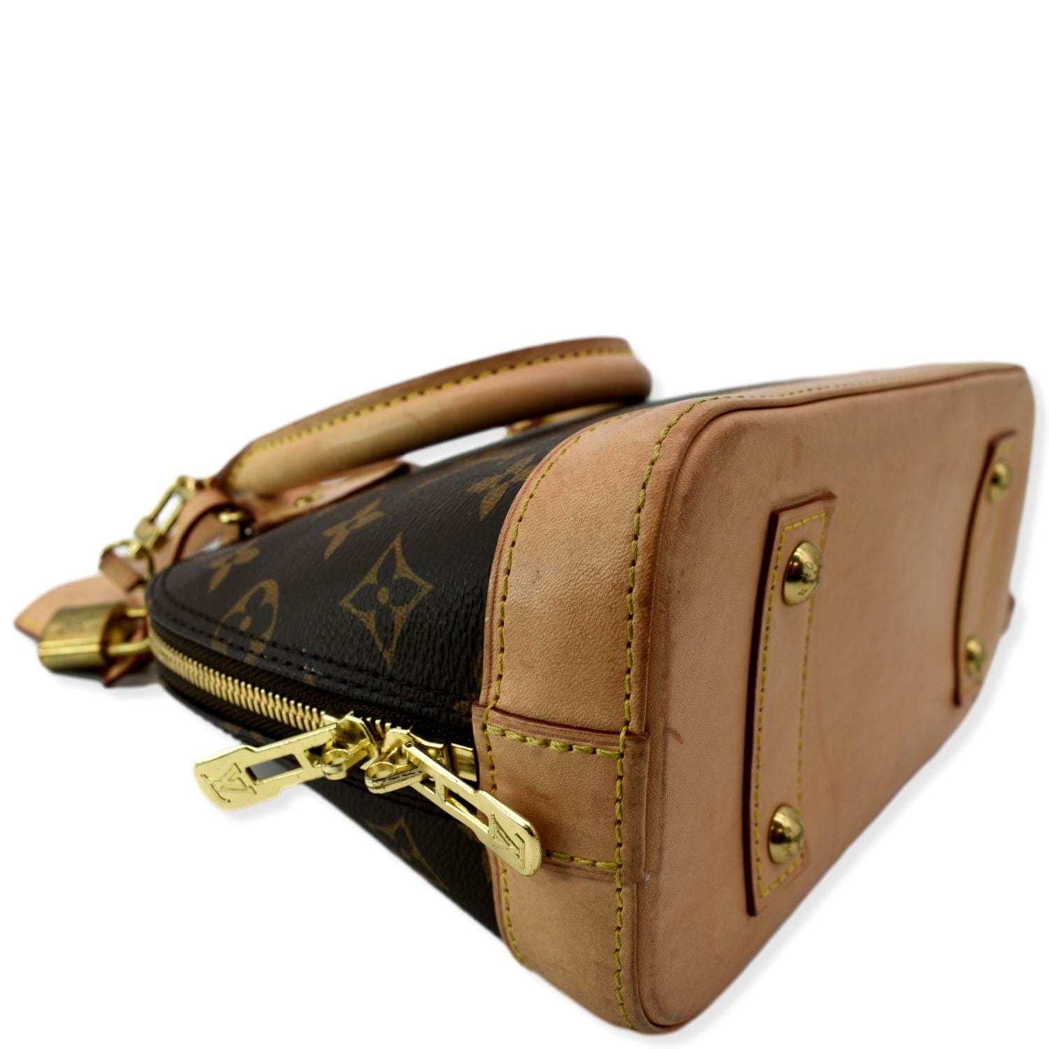 LOUIS VUITTON Alma BB Monogram Canvas Satchel Crossbody Bag Brown