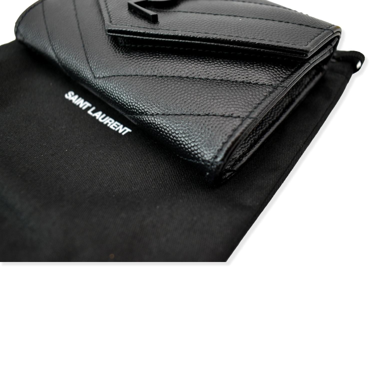 YVES SAINT LAURENT Monogram Grain De Poudre Leather Wallet Black