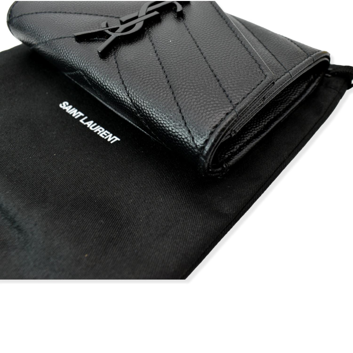 YVES SAINT LAURENT Monogram Grain De Poudre Leather Wallet Black