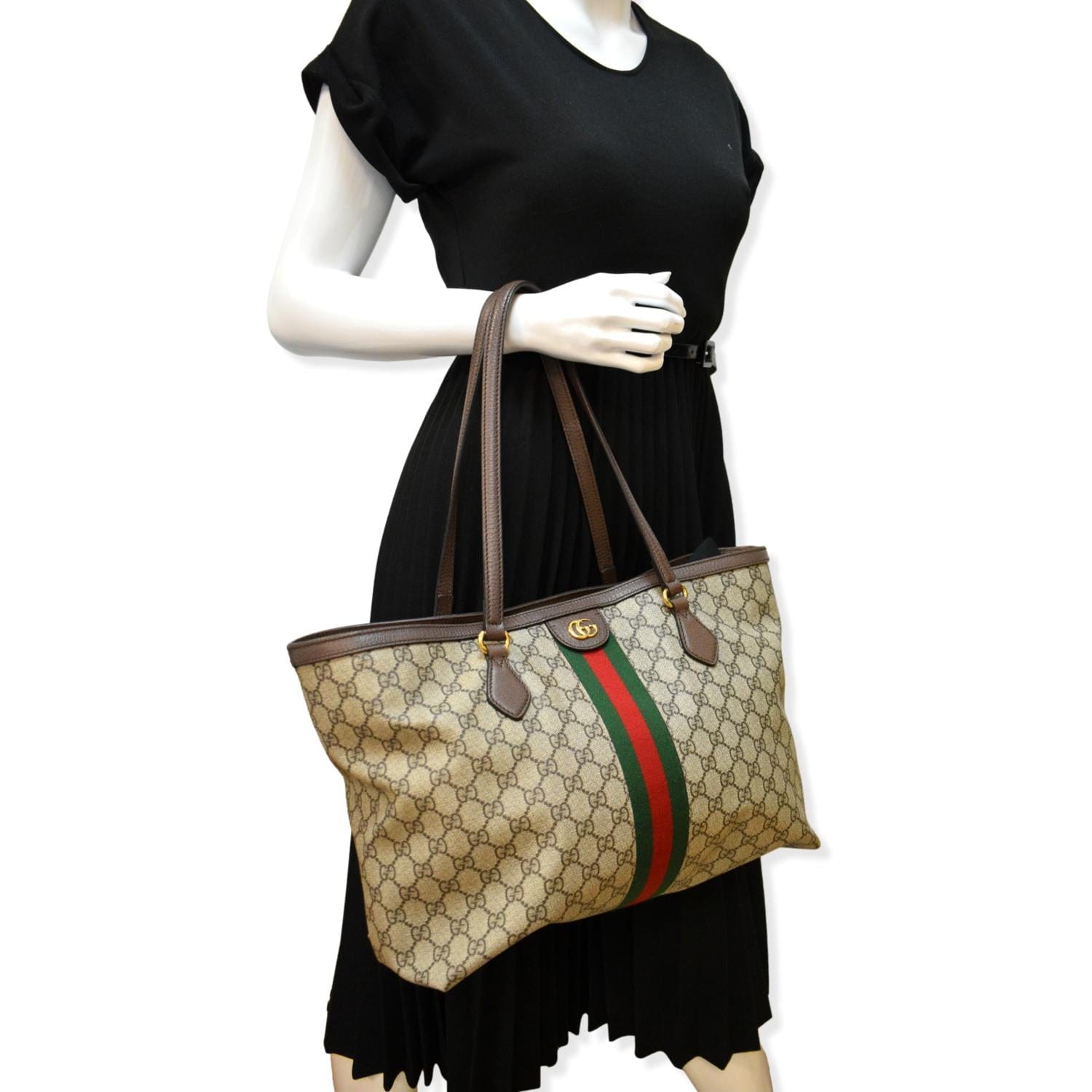 GUCCI Ophidia Medium Gucci Supreme Canvas Tote Bag Beige 631685