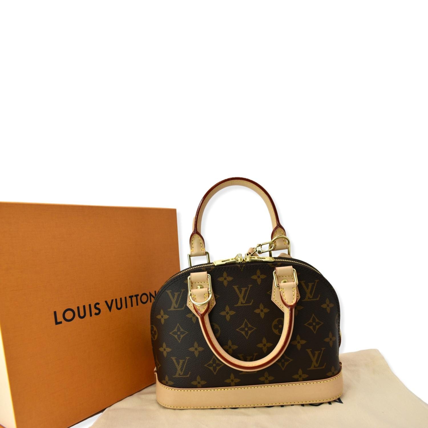 LOUIS VUITTON Alma BB Monogram Canvas Satchel Crossbody Bag Brown