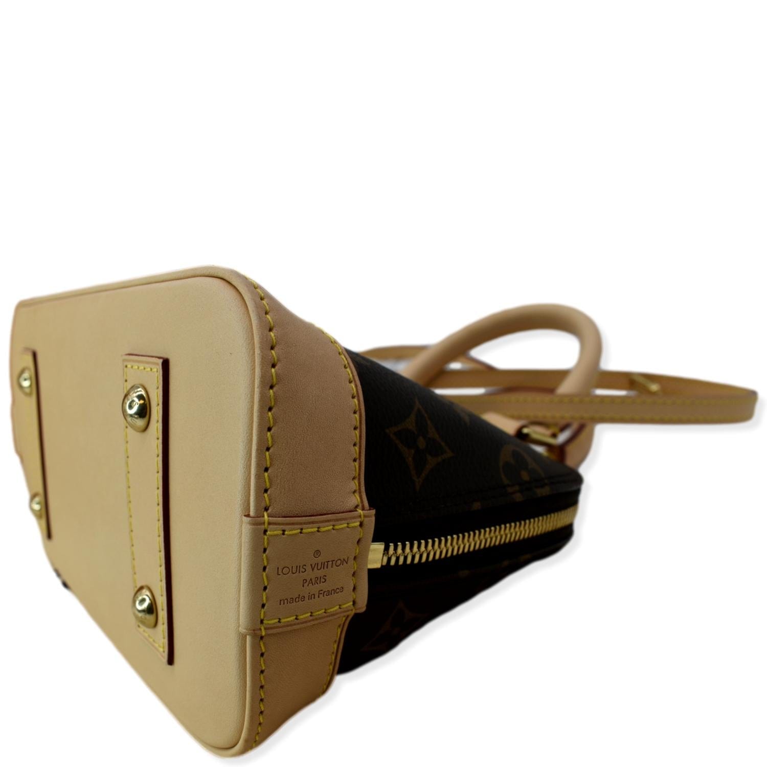LOUIS VUITTON Alma BB Monogram Canvas Satchel Crossbody Bag Brown