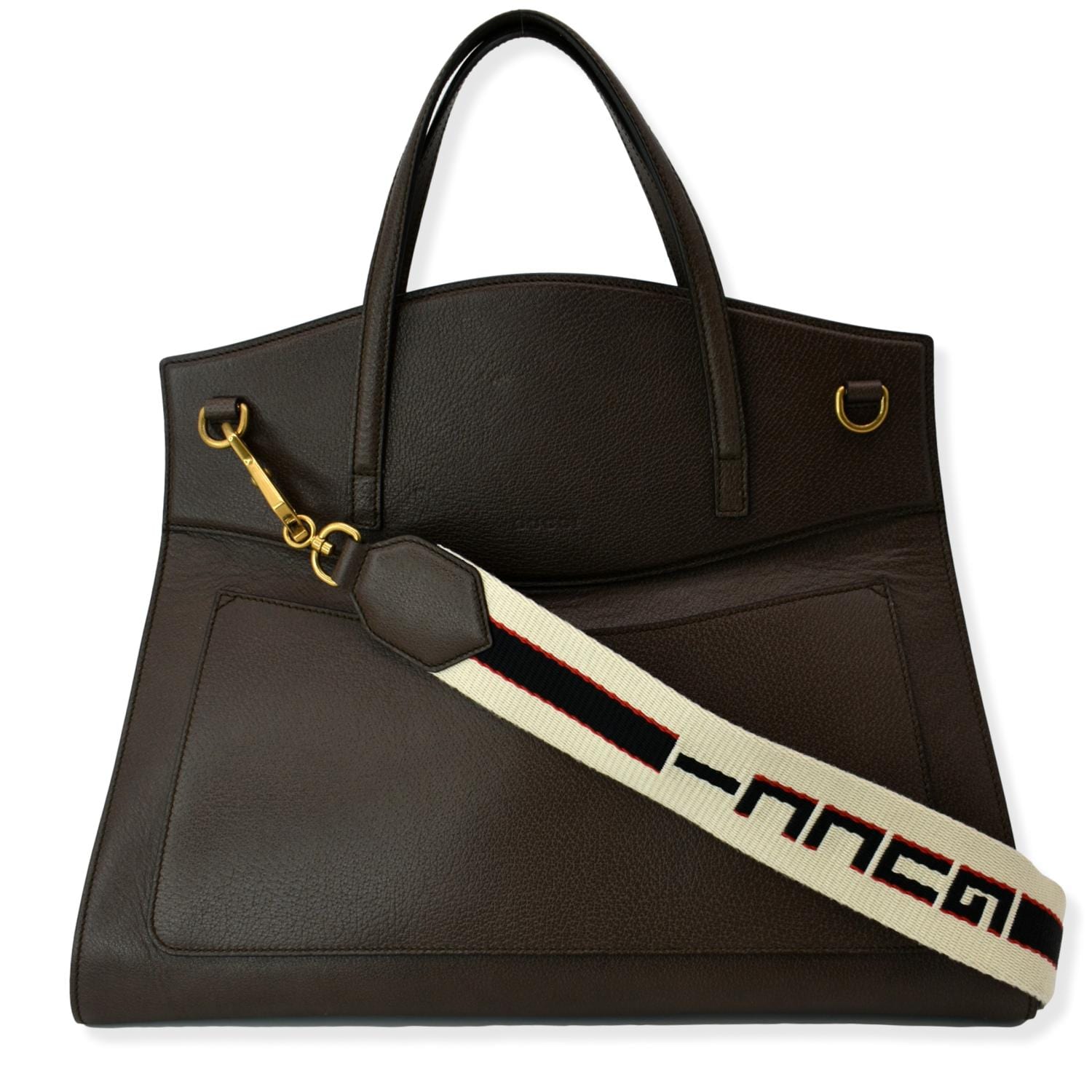 GUCCI Butterfly Linea Totem Leather Large Top Handle Shoulder Bag Brown 500772