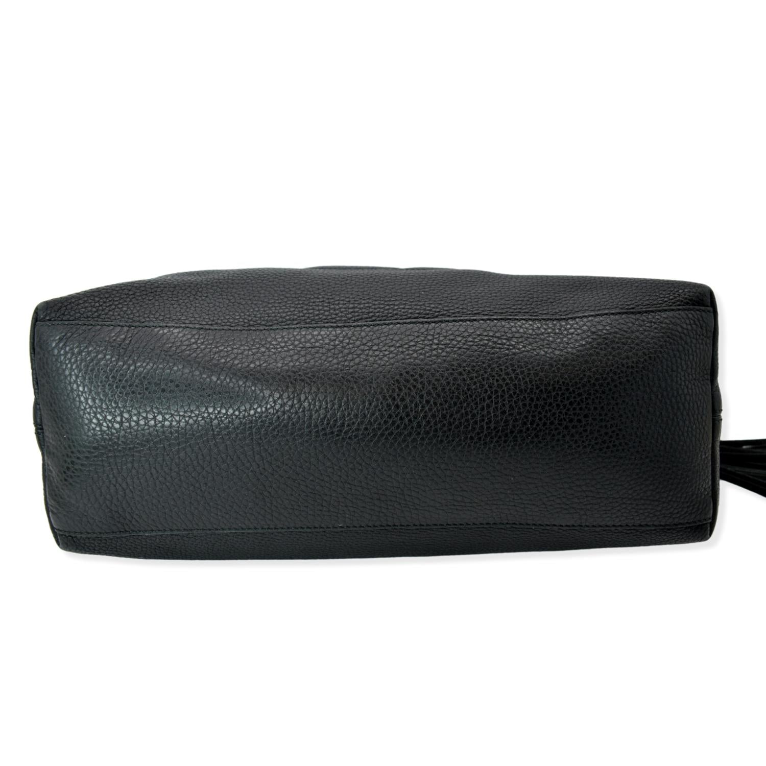 GUCCI Soho Pebbled Leather Chain Shoulder Bag Black 308982